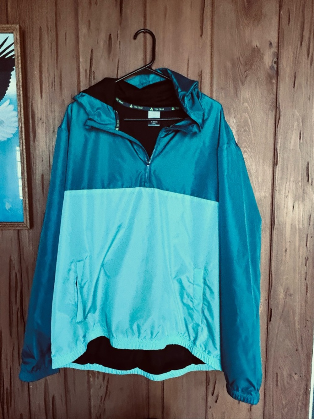 tek gear teal and black hooded jacket